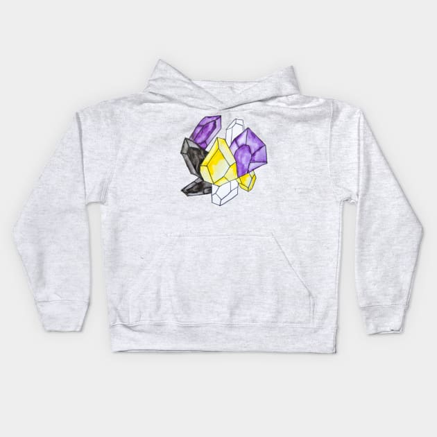 Non-Binary Pride Crystal Kids Hoodie by KendraKantor